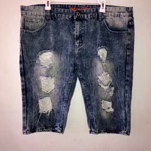Men’s TRILLNATION Ripped Denim Shorts SZ 40